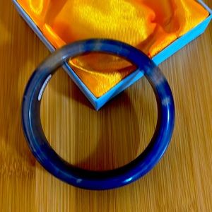 Natural Lavender Blue Jade Bangle Bracelet.